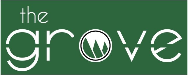 The grove logo, a green background with white text "the grove".