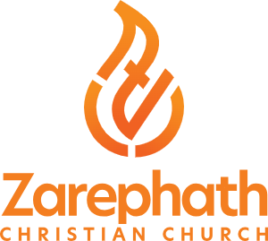 Zarephath's logo in orange, an fire icon with the text "Zarephath Christian Church" below it.